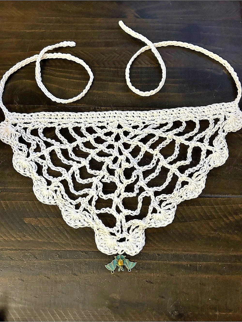 Crochet white bat bandana